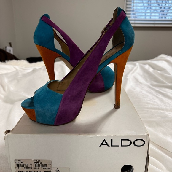 Aldo Shoes - Aldo Teal and Purple High Heels with Orange Accents